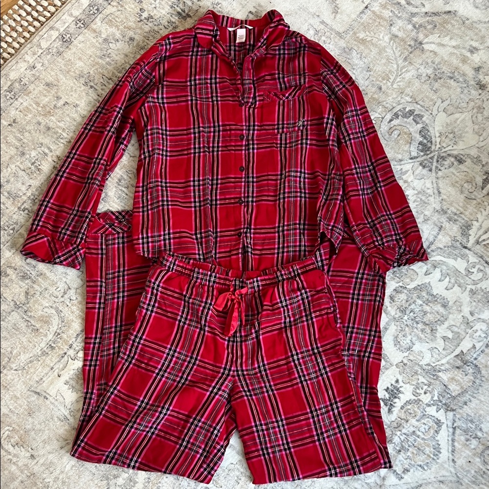 Victoria's Secret Red Plaid Pajama Set Small Tall